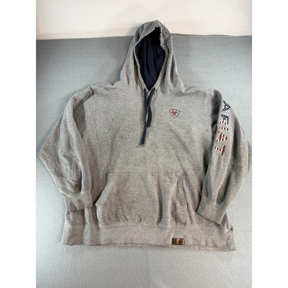 Ariat Hoodie Womens 3X Gray Fleece Pullover Hooded Chimayo Thunderbird Flag